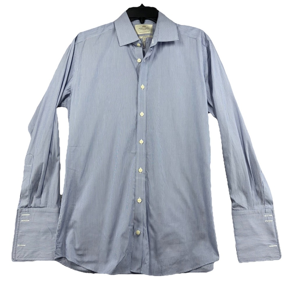 Hawes &‎ Curtis Dress Shirt Mens 15 - 33 French Cuff ST. James slim  Fit Striped